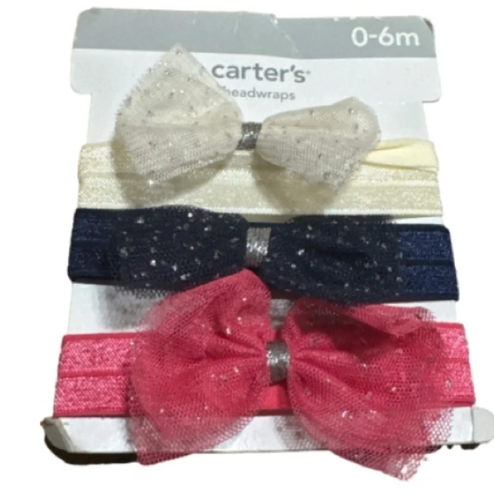 Carter's Headwrap Trio in Cream, Navy, and Pink